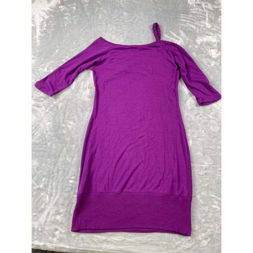 Coogi Dress Size Large Purple Split Sleeve Rope Strap Fitted Rhinestone - Picture 3 of 12